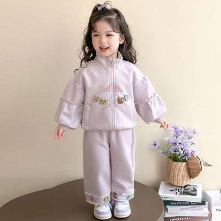 Girls Korean Cartoon Zipper Set – Spring Autumn Outfit – Outfit Sets – Image 4