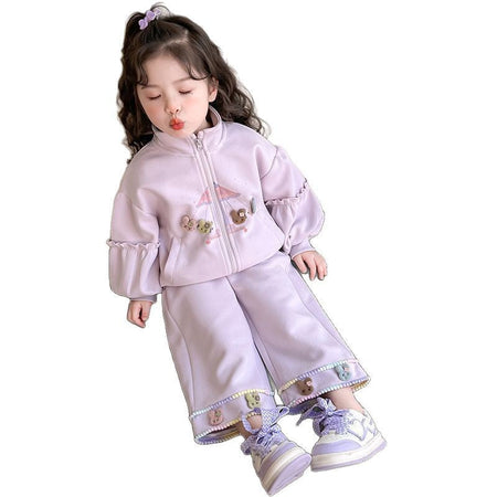 Girls Korean Cartoon Zipper Set – Spring Autumn Outfit – Outfit Sets – Image 5