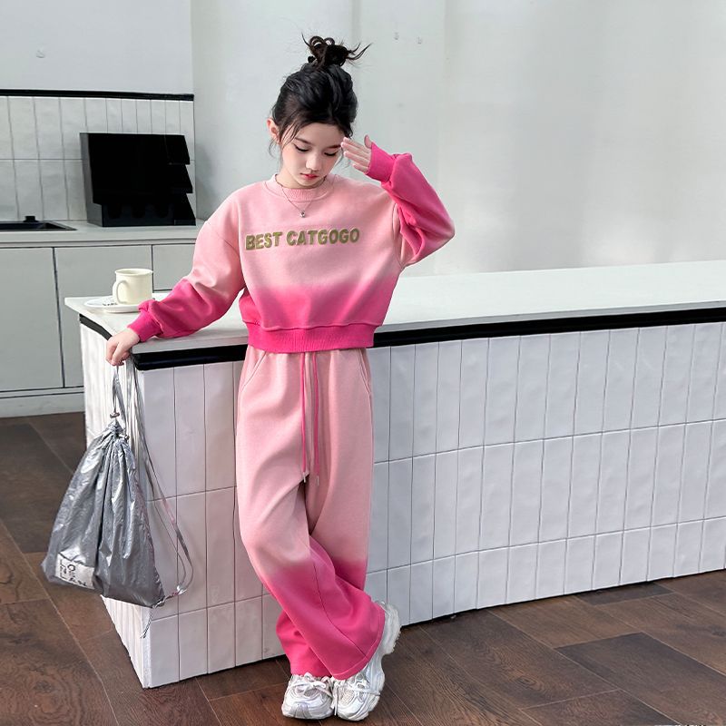 Girls Korean Gradient Sweat Set – Autumn Winter Outfit – Outfit Sets – Image 1