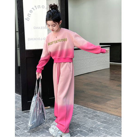 Girls Korean Gradient Sweat Set – Autumn Winter Outfit – Outfit Sets – Image 3