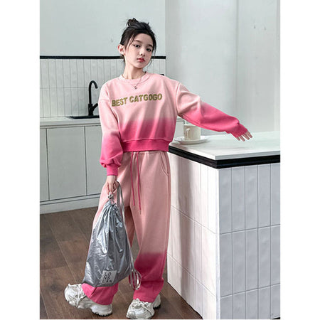 Girls Korean Gradient Sweat Set – Autumn Winter Outfit – Outfit Sets – Image 4