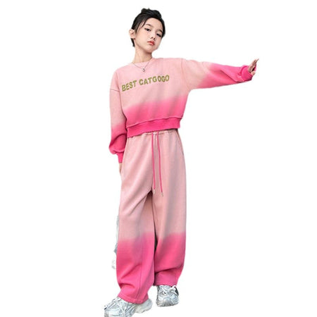 Girls Korean Gradient Sweat Set – Autumn Winter Outfit – Outfit Sets – Image 5