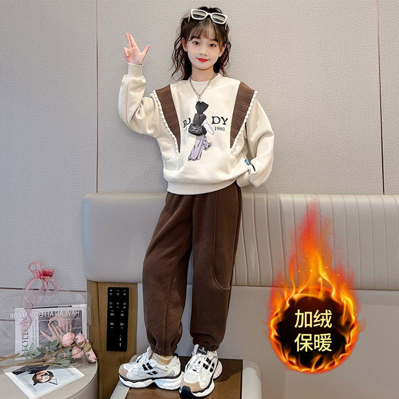 Girls Korean Letter Sweat Set – Autumn Winter Outfit – Outfit Sets – Image 4