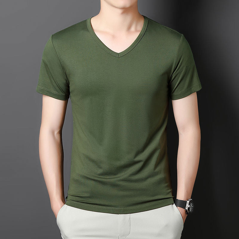 Men’s Ice Silk V-Neck T-Shirt – Cool Quick-Dry Summer Wear