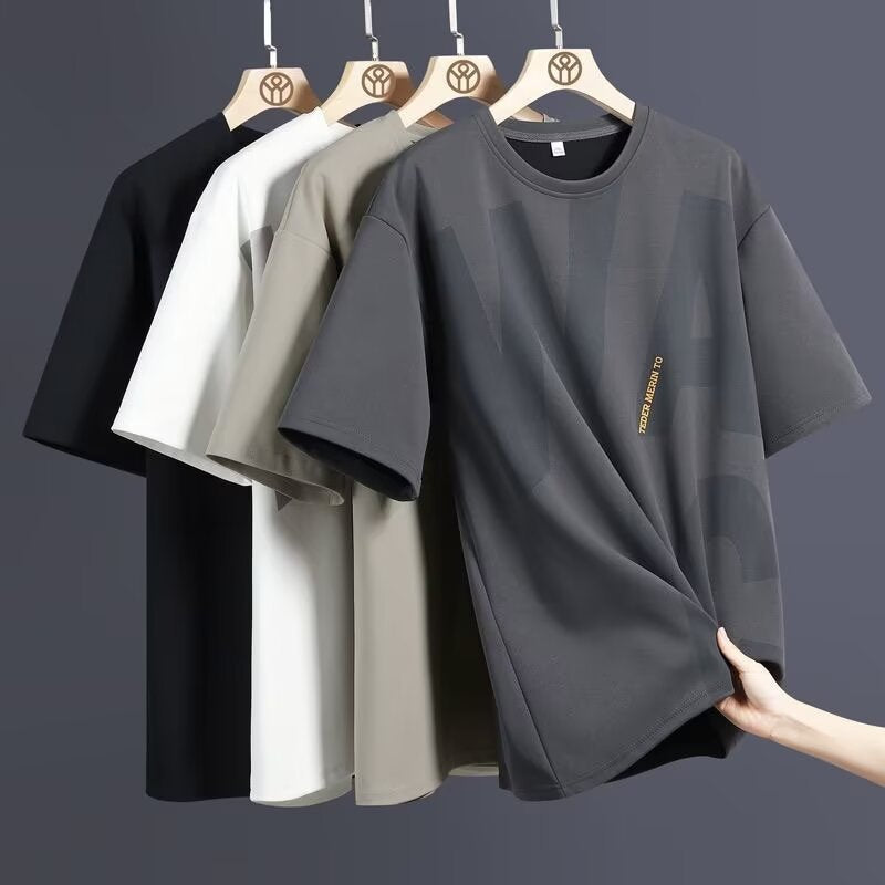 STOCK-Men’s Loose Large Size T-Shirt – Trendy Casual Summer Wear