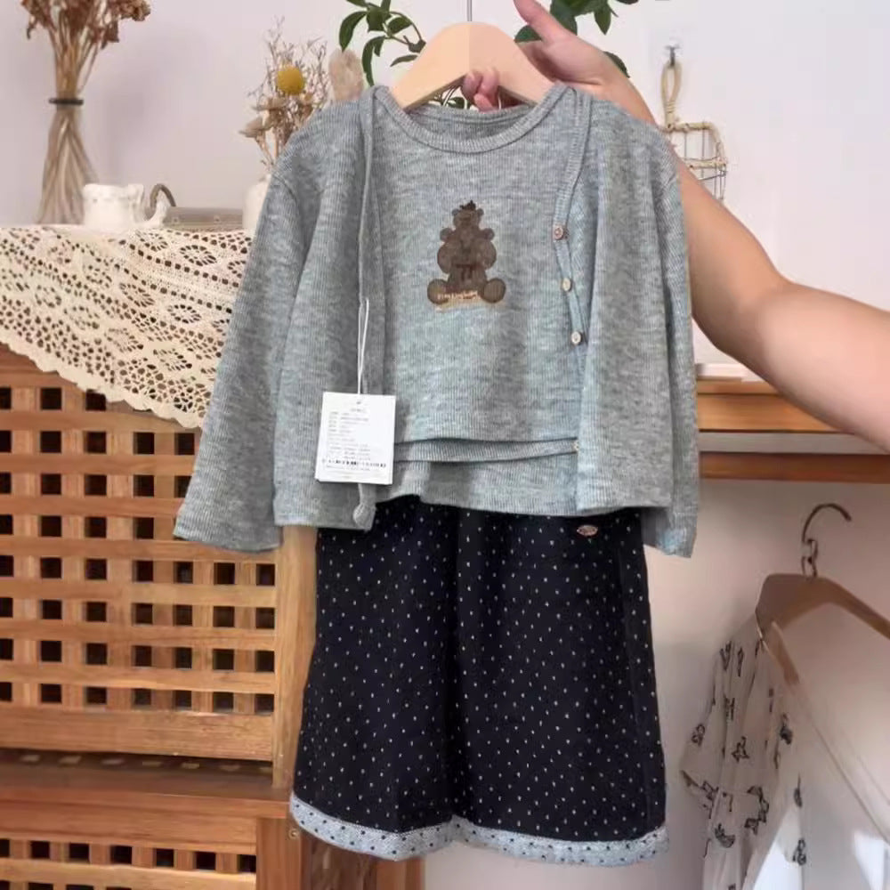 Girls Korean Knit Vest Set – Wide Leg 3-Piece Outfit – Outfit Sets – Image 2