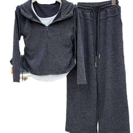 Girls Korean Solid Set – Zipper Shirt Two-Piece Outfit – Outfit Sets – Image 5