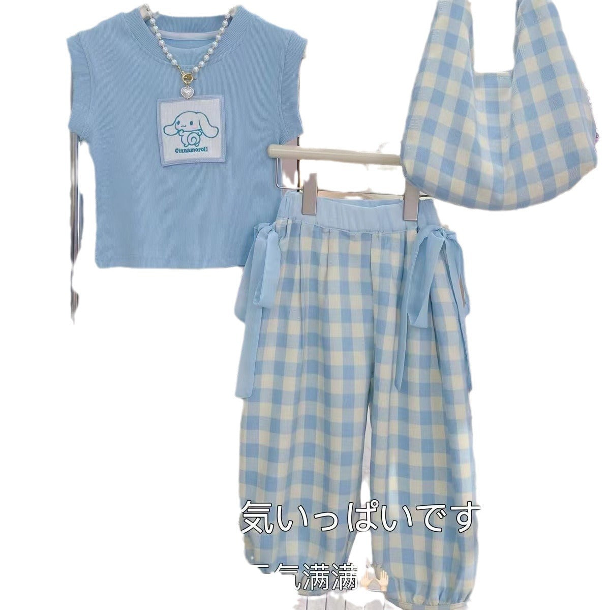 Girls Summer Sleeveless Set – Plaid Pants Outfit – Outfit Sets – Image 5