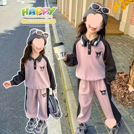 Girls Korean Lapel Set – Spring Fall Two-Piece Outfit – Outfit Sets – Image 1