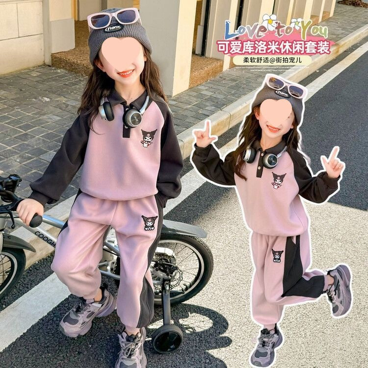 Girls Korean Lapel Set – Spring Fall Two-Piece Outfit – Outfit Sets – Image 2
