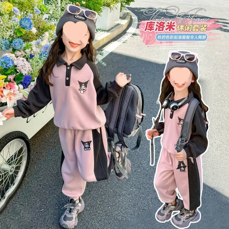 Girls Korean Lapel Set – Spring Fall Two-Piece Outfit – Outfit Sets – Image 3