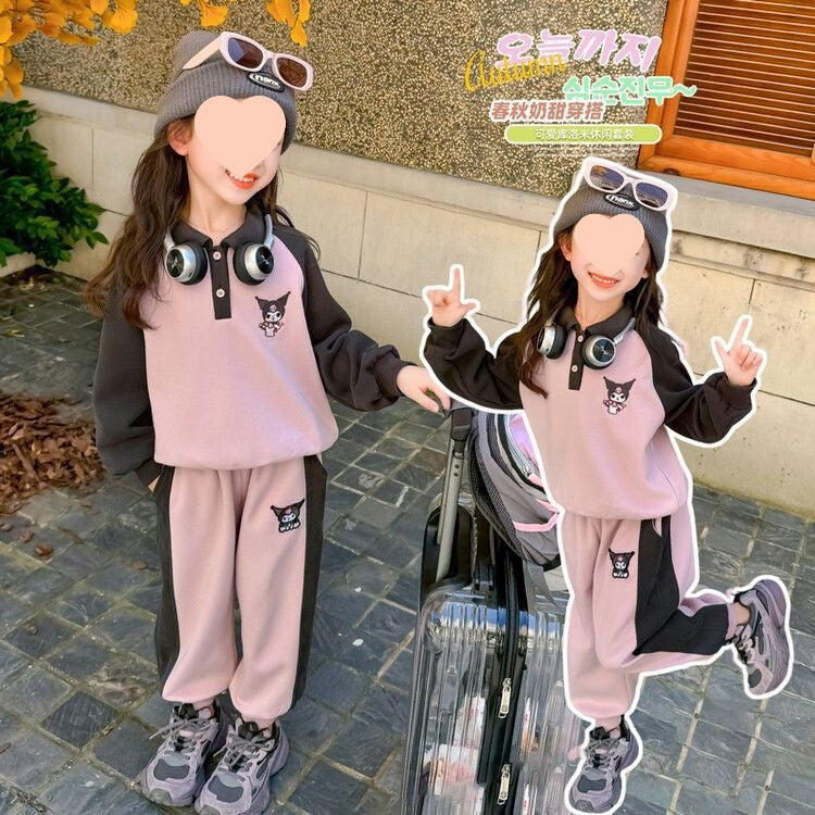 Girls Korean Lapel Set – Spring Fall Two-Piece Outfit – Outfit Sets – Image 4