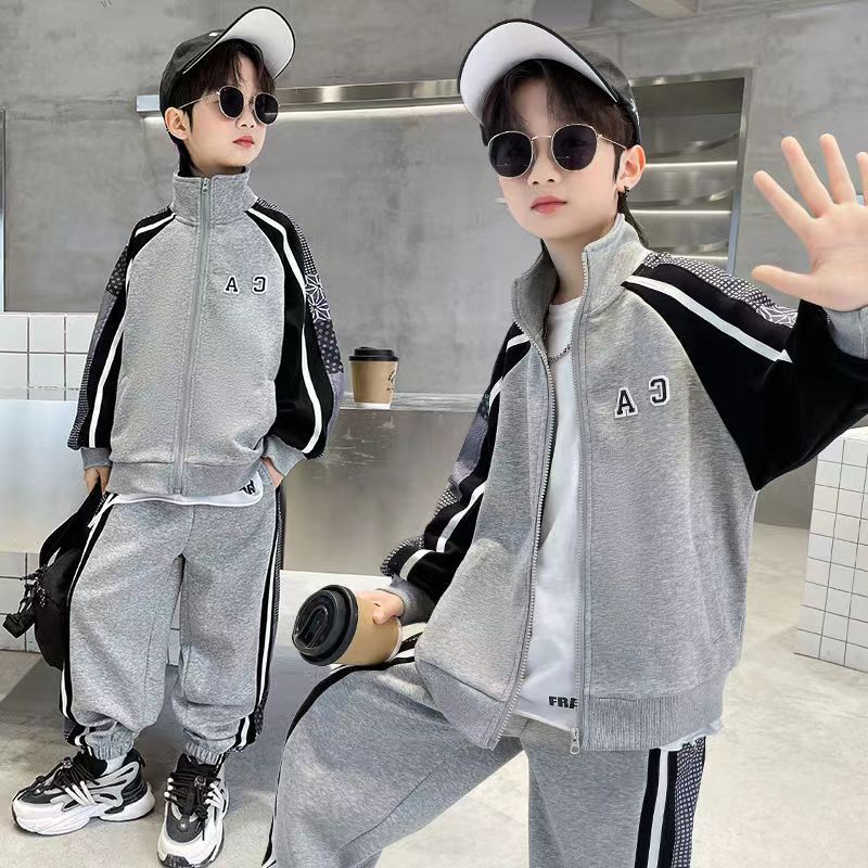 Boys Korean Sports Set – Patchwork Jacket Outfit – Outfit Sets – Image 2