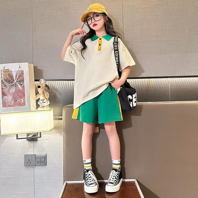 Girls Korean Color Match Set – Summer Two-Piece Outfit – Outfit Sets – Image 2