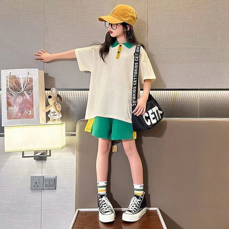 Girls Korean Color Match Set – Summer Two-Piece Outfit – Outfit Sets – Image 3