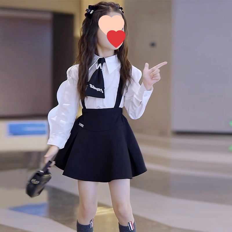 Baby Girl Academy Set – Shirt & Suspender Skirt – Outfit Sets – Image 3