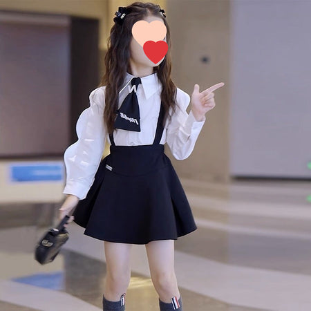Baby Girl Academy Set – Shirt & Suspender Skirt – Outfit Sets – Image 3