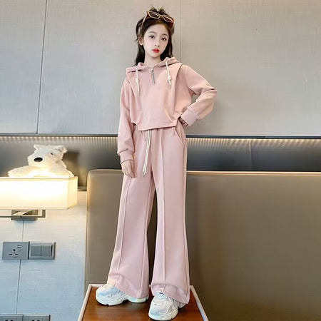 Girls Korean Hooded Set – Wide Leg Pants Outfit – Outfit Sets – Image 4