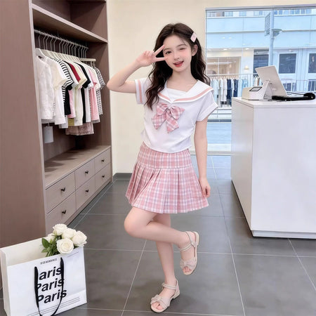 Girls JK Pleated Skirt Set – Preppy Summer Outfit – Outfit Sets – Image 4