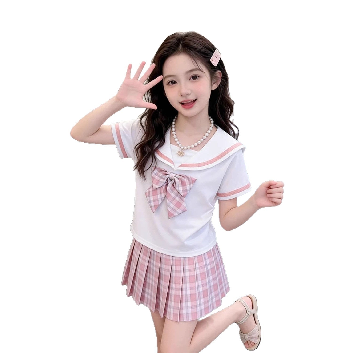 Girls JK Pleated Skirt Set – Preppy Summer Outfit – Outfit Sets – Image 5