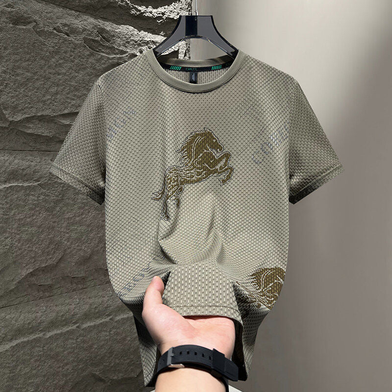 Men’s Ice Silk T-Shirt 2025 – Trendy Breathable Summer