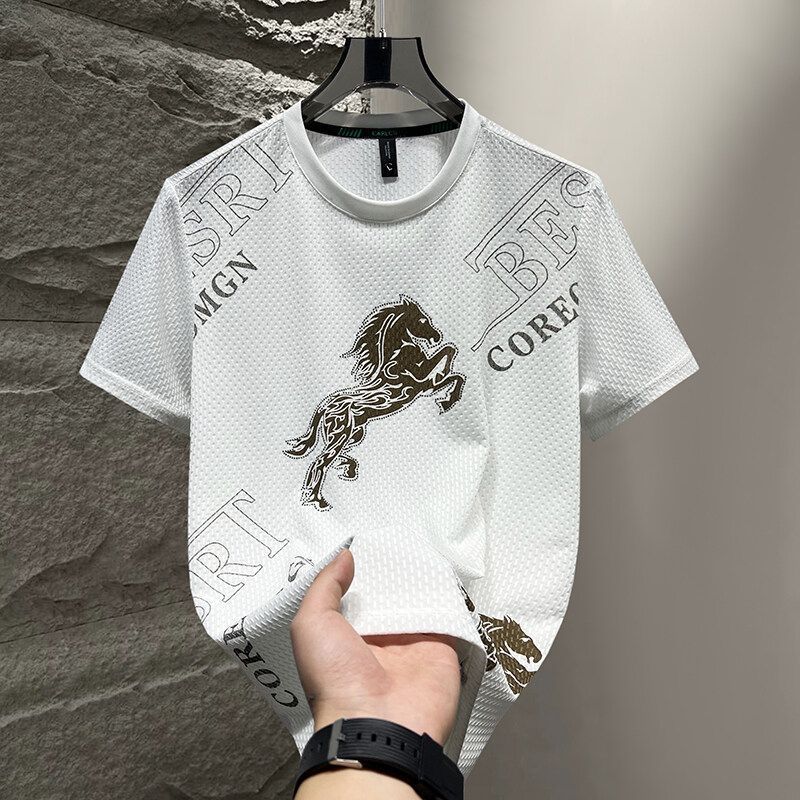 Men’s Ice Silk T-Shirt 2025 – Trendy Breathable Summer