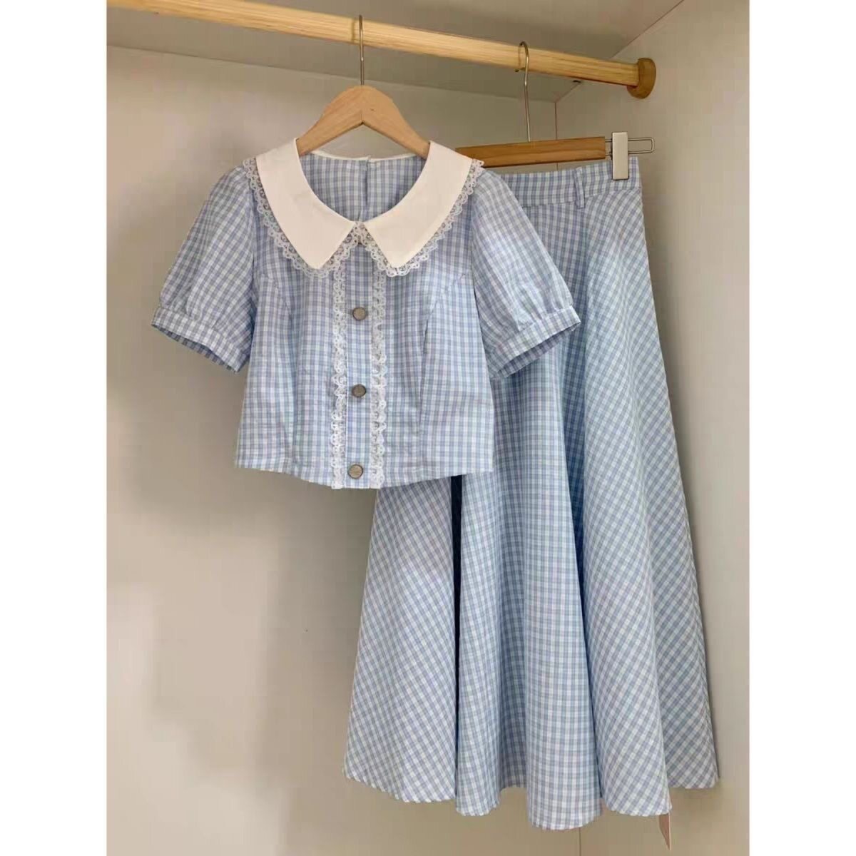 Girls Plaid Lace Skirt Set – Chanel Style Summer Outfit – Outfit Sets – Image 3