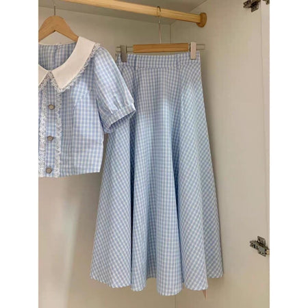 Girls Plaid Lace Skirt Set – Chanel Style Summer Outfit – Outfit Sets – Image 4