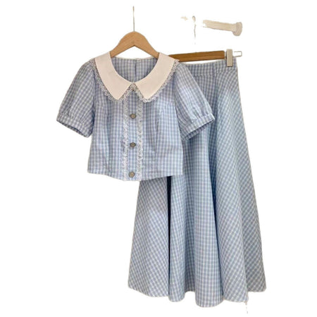 Girls Plaid Lace Skirt Set – Chanel Style Summer Outfit – Outfit Sets – Image 5