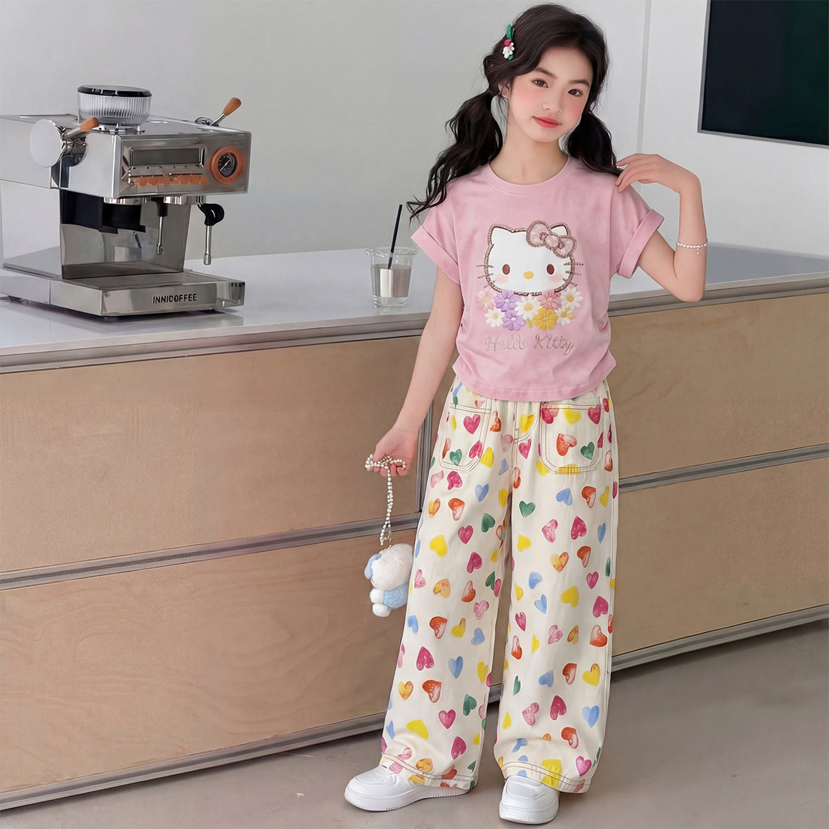 Girls KT Cat Wide Leg Set – Summer Two-Piece Outfit – Outfit Sets – Image 3