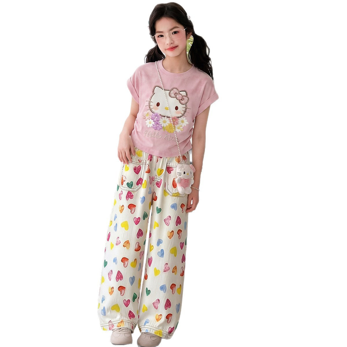 Girls KT Cat Wide Leg Set – Summer Two-Piece Outfit – Outfit Sets – Image 5