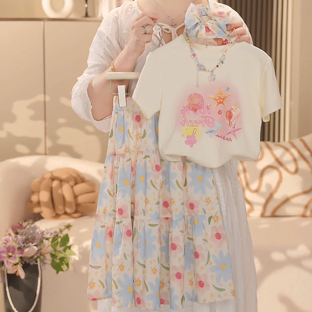 Girls Princess Skirt Set – Summer Two-Piece Outfit – Outfit Sets – Image 1