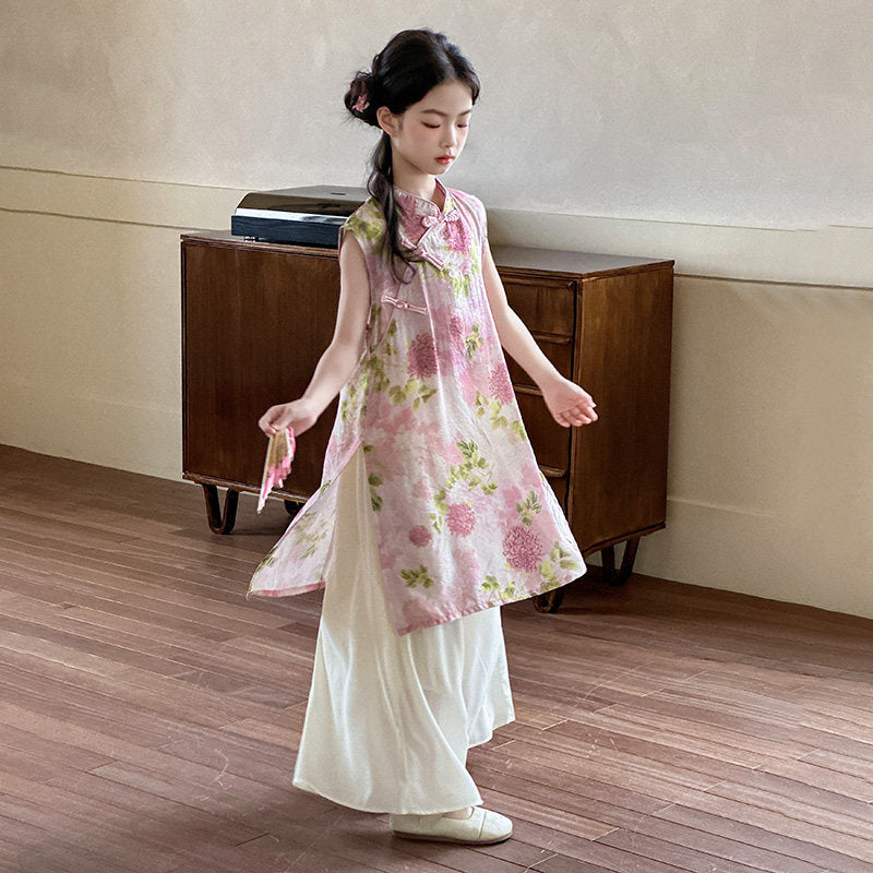 Girls Chinese Style Vest Set – Summer Two-Piece Outfit – Outfit Sets – Image 5