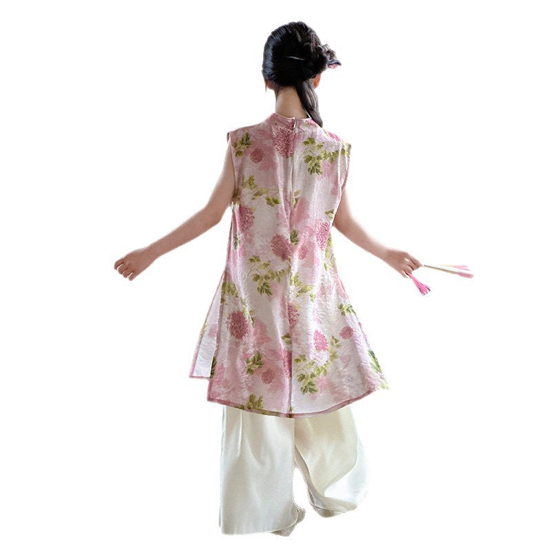 Girls Chinese Style Vest Set – Summer Two-Piece Outfit – Outfit Sets – Image 6