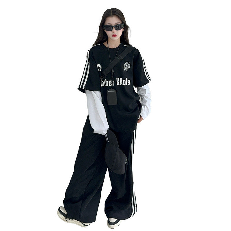 Girls Letter T-Shirt Set – Korean Wide Leg Outfit – Outfit Sets – Image 5