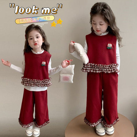 Girls Lace 3-Piece Set – Spring Autumn Outfit Suit – Outfit Sets – Image 6
