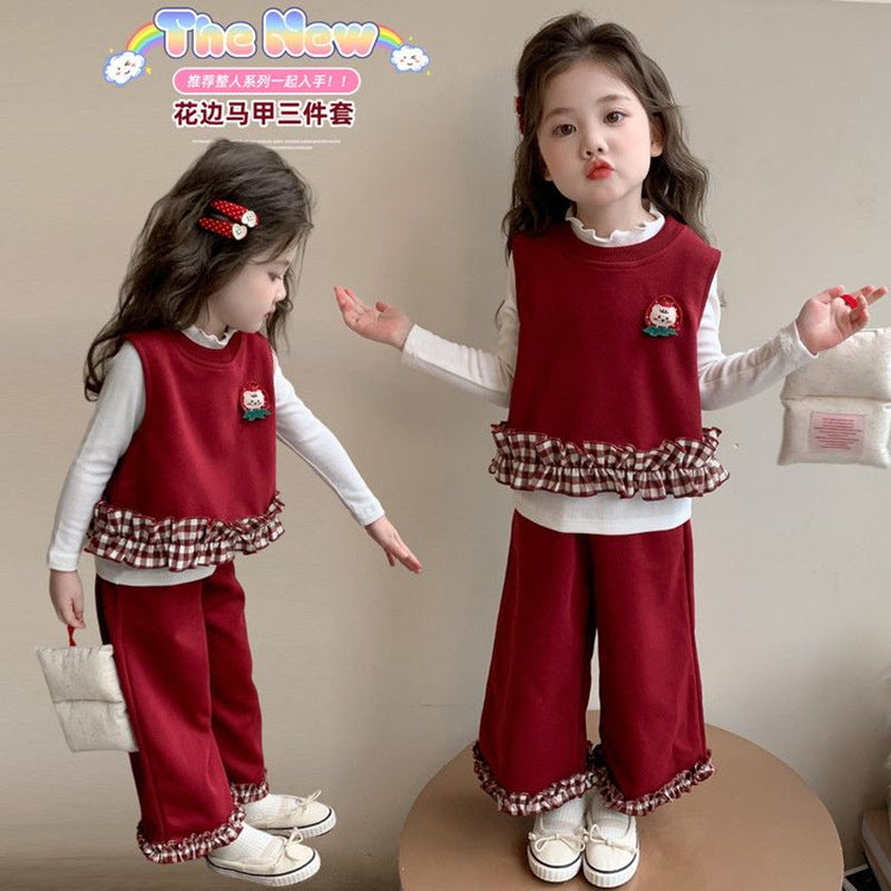 Girls Lace 3-Piece Set – Spring Autumn Outfit Suit – Outfit Sets – Image 2