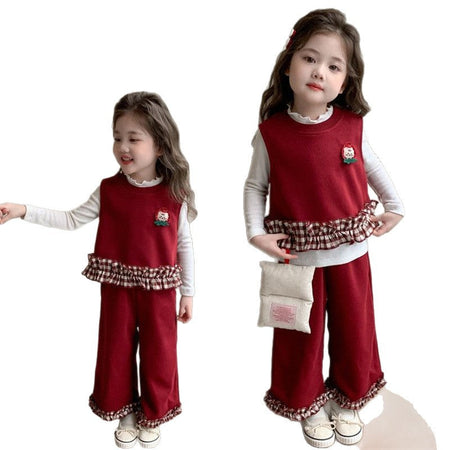 Girls Lace 3-Piece Set – Spring Autumn Outfit Suit – Outfit Sets – Image 1