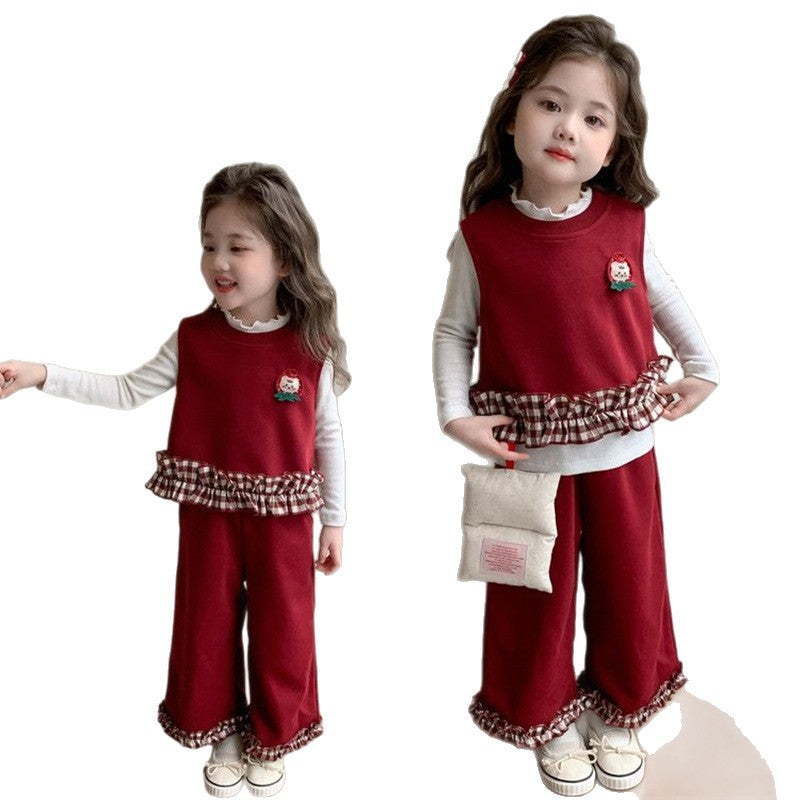 Girls Lace 3-Piece Set – Spring Autumn Outfit Suit – Outfit Sets – Image 1
