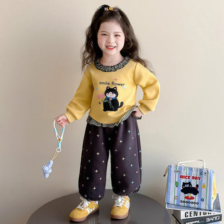 Girls Plaid Lace Skirt Set – Spring Autumn Outfit – Outfit Sets – Image 1