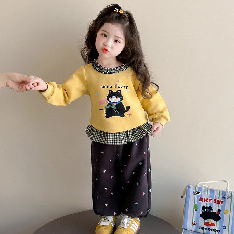 Girls Plaid Lace Skirt Set – Spring Autumn Outfit – Outfit Sets – Image 4