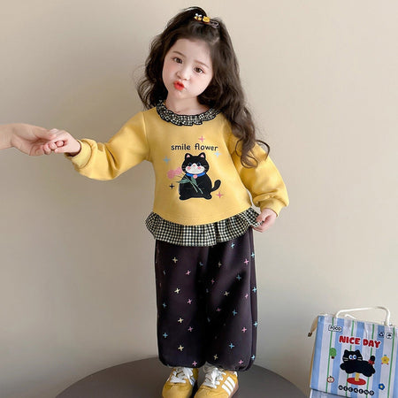 Girls Plaid Lace Skirt Set – Spring Autumn Outfit – Outfit Sets – Image 4