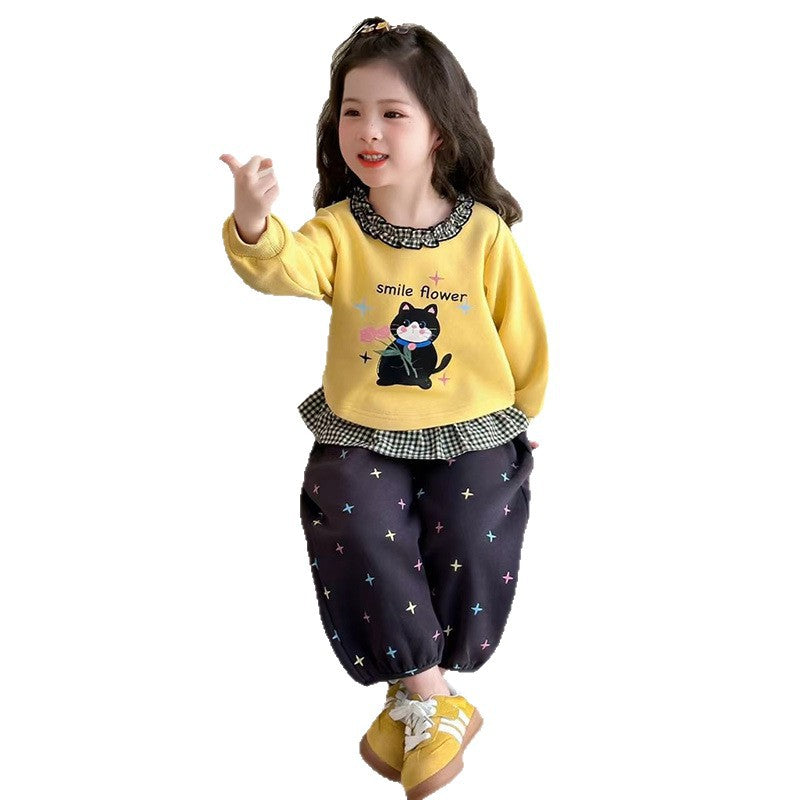 Girls Plaid Lace Skirt Set – Spring Autumn Outfit – Outfit Sets – Image 5