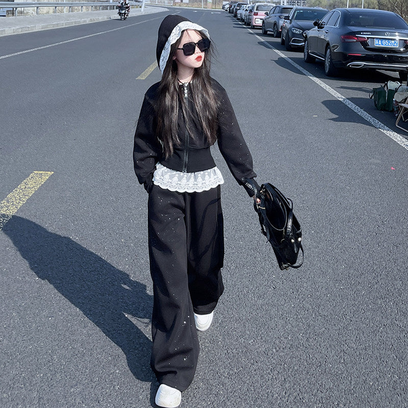 Girls Korean Sweater Set – Wide Leg Pants Outfit – Outfit Sets – Image 1