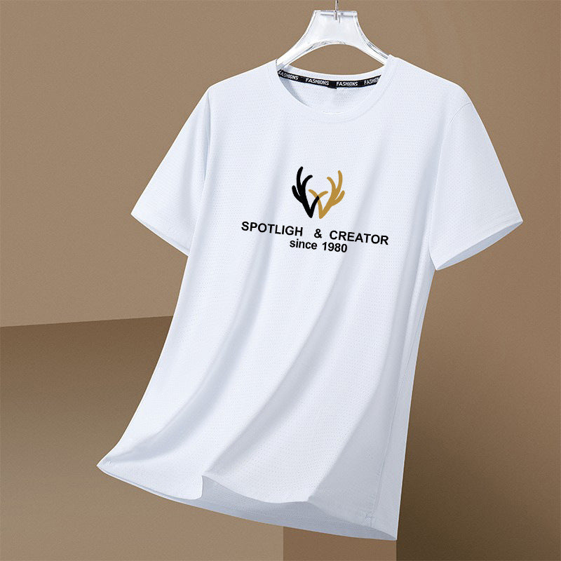 Men’s Ice Silk Loose T-Shirt – Breathable Summer Wear