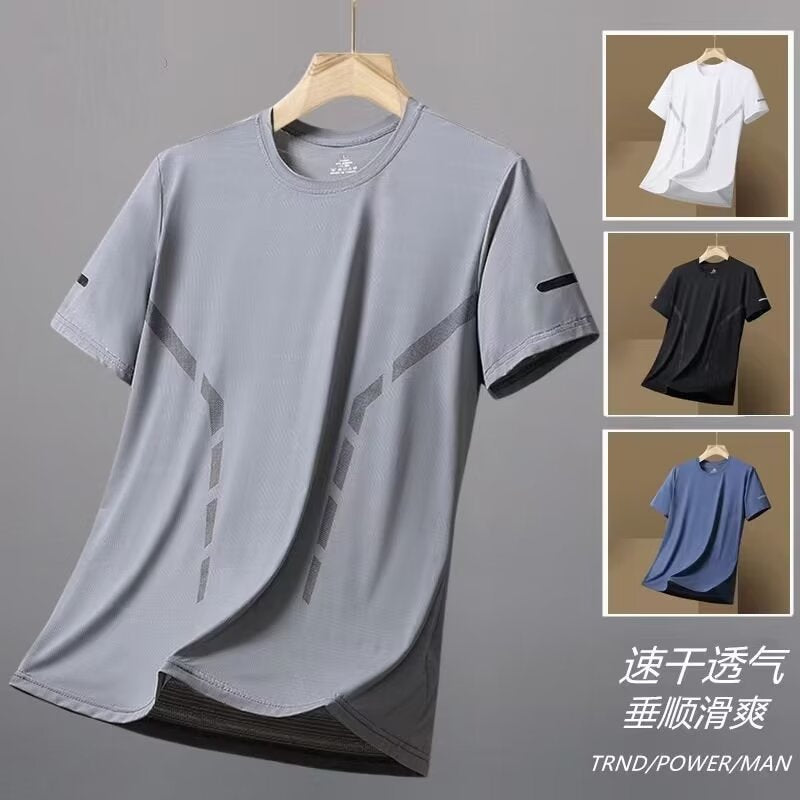 Men’s Ice Silk Sports T-Shirt – Quick-Dry Summer Wear