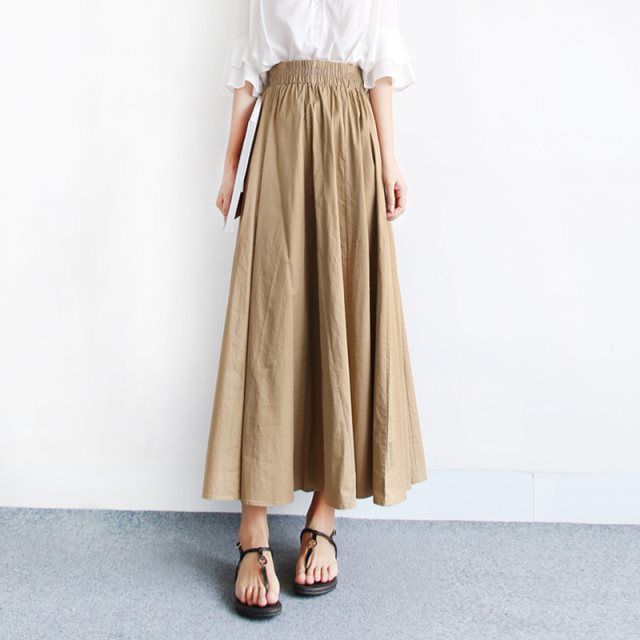 High Waist Army Green A-Line Swing Skirt Women