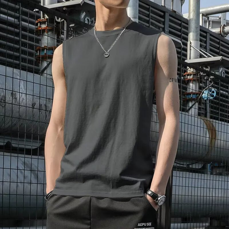 STOCK-Men’s Korean Style Sleeveless T-Shirt – Summer Sports Wear