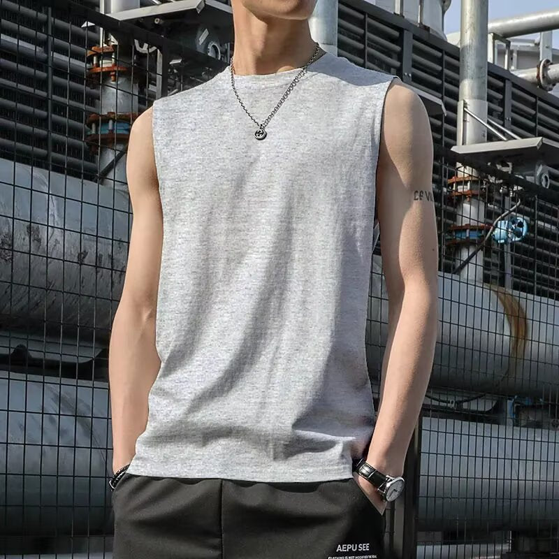 STOCK-Men’s Korean Style Sleeveless T-Shirt – Summer Sports Wear
