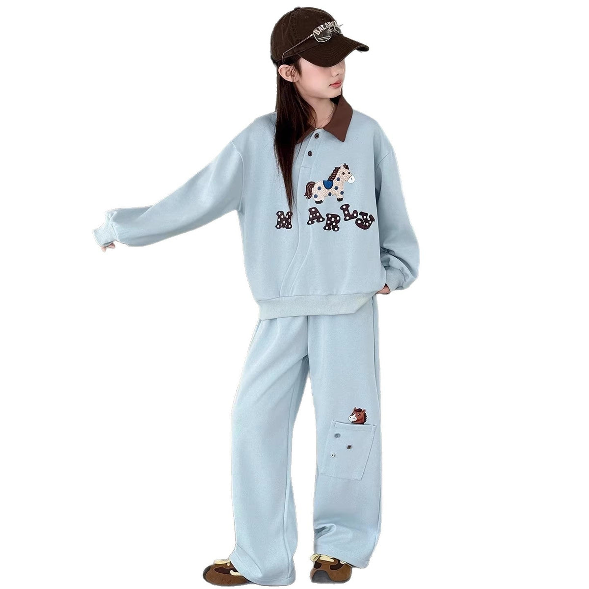 Girls Contrast Lapel Sweater Set – Spring Outfit – Outfit Sets – Image 5